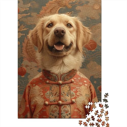 Yellow Labrador Puzzle 300 Teile Für Erwachsene Puzzles Geschenke Für Männer Für Erwachsene Und Kinder Ab 12 Jahren 300pcs (40x28cm) von GAOYUCHUN