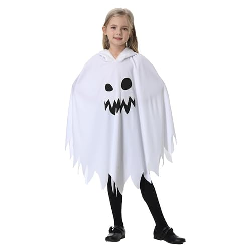 GAOZYUE Halloween Kinderkostüme, Halloween Kostüme Weiß Schwarzes Gespenst Gesicht Umhänge Party Fancy Dresses (fig. reaktionär, L130-140CM) von GAOZYUE