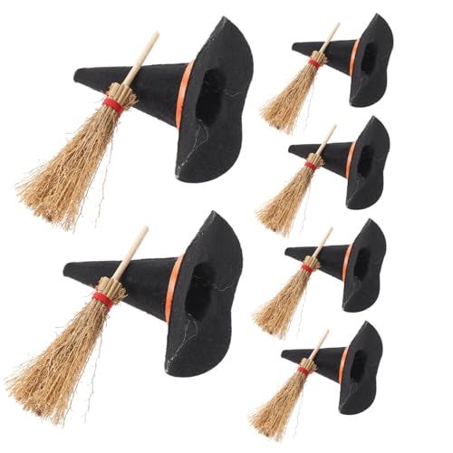 GARIOUANS 12 Stück Teiliges Halloween Mini Hexenhut und Besen Filz Hexenhüte und Mini Besen DIY Puppenhaus Dekoration Schwarze und Rote Farben für Miniatur Landschaften und Halloween GARIOUANS 12 Stück Teiliges Halloween Mini Hexenhut und Besen Filz Hexenhüte und Mini Besen DIY Puppenhaus Dekoration Schwarze und Rote Farben für Miniatur Landschaften und Halloween von GARIOUANS