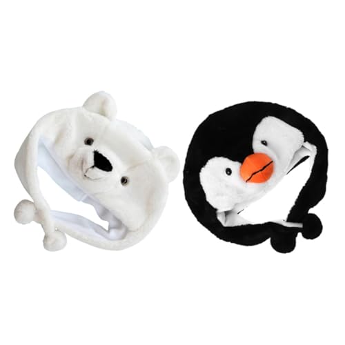 GARIOUANS 2 Stück Animal Hat Warm Beanie Plüschmütze mit Pinguin Eisbär Motiv für Frühling Herbst Winter Outdoor Aktivitäten und Geburtstag Party GARIOUANS 2 Stück Animal Hat Warm Beanie Plüschmütze mit Pinguin Eisbär Motiv für Frühling Herbst Winter Outdoor Aktivitäten und Geburtstag Party von GARIOUANS