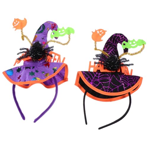 GARIOUANS 2 Stück Halloween Haarreif Teilig mit Spinnen und Hexenhut Motiv Party Haarschmuck für Halloween Deko Charmantes Stirnband für Damen für Party und Kostüm GARIOUANS 2 Stück Halloween Haarreif Teilig mit Spinnen und Hexenhut Motiv Party Haarschmuck für Halloween Deko Charmantes Stirnband für Damen für Party und Kostüm von GARIOUANS