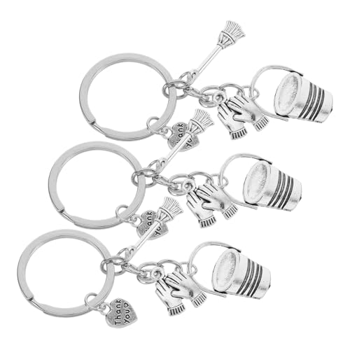 GARIOUANS 3 Stück Schlüsselanhänger mit Eimer Besen und Handschuh Stilvoller Charmanhänger für Kratzfestes Metall für Reinigungskräfte und Haushalt GARIOUANS 3 Stück Schlüsselanhänger mit Eimer Besen und Handschuh Stilvoller Charmanhänger für Kratzfestes Metall für Reinigungskräfte und Haushalt von GARIOUANS