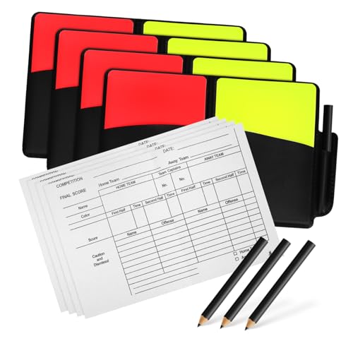 GARIOUANS 4 Sätze Fußball Schiedsrichter Karten Rot Gelb aus Robustem PVC mit Notizblock und Bleistift Vielseitig Einsetzbar für Fußball Volleyball Offizielle Spiele Komfortabel und GARIOUANS 4 Sätze Fußball Schiedsrichter Karten Rot Gelb aus Robustem PVC mit Notizblock und Bleistift Vielseitig Einsetzbar für Fußball Volleyball Offizielle Spiele Komfortabel und von GARIOUANS