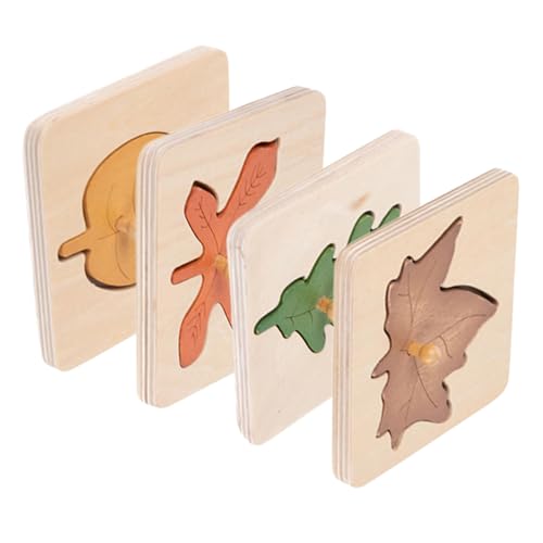 GARIOUANS 4 Stück Montessori Holzpuzzle mit Baumblatt Motiven Pädagogisches Lernspielzeug Feinmotorik Farberkennung und Hand Auge koordination für Kleinkinder und Vorschulkinder GARIOUANS 4 Stück Montessori Holzpuzzle mit Baumblatt Motiven Pädagogisches Lernspielzeug Feinmotorik Farberkennung und Hand Auge koordination für Kleinkinder und Vorschulkinder von GARIOUANS