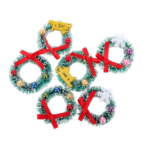 GARIOUANS 6 Stück Teiliges Mini Weihnachtskranz Miniatur Puppenhaus Deko Langlebige Hängende Kränze für Fenster Tür Wand und Geschenkbox Sichere Materialien für DIY Weihnachtsdekoration GARIOUANS 6 Stück Teiliges Mini Weihnachtskranz Miniatur Puppenhaus Deko Langlebige Hängende Kränze für Fenster Tür Wand und Geschenkbox Sichere Materialien für DIY Weihnachtsdekoration von GARIOUANS