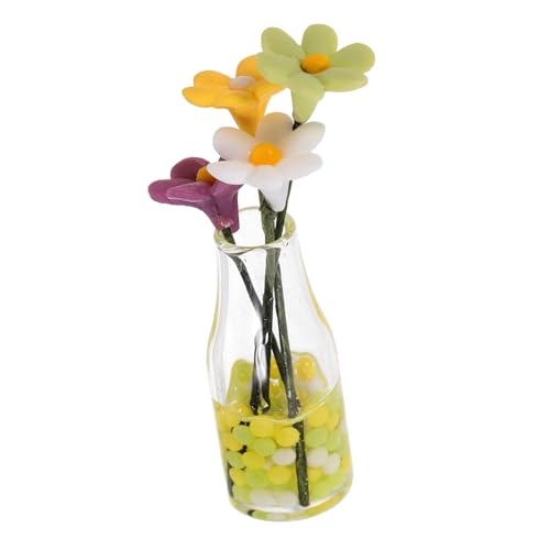 GARIOUANS Miniatur Puppenhaus Zubehör Kleine Transparente Glasvase mit Miniatur Dekoblumen für Realistische Puppenhaus Dekoration GARIOUANS Miniatur Puppenhaus Zubehör Kleine Transparente Glasvase mit Miniatur Dekoblumen für Realistische Puppenhaus Dekoration von GARIOUANS
