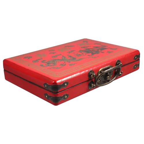 GARIOUANS Vintage Mahjong Geschenkbox aus Holz mit Tragegriff Robuste Aufbewahrungsbox für Mahjong und Andere Spiele Fein Verarbeitet Deckelgesichert Tragbar mit Rundem Randdesign GARIOUANS Vintage Mahjong Geschenkbox aus Holz mit Tragegriff Robuste Aufbewahrungsbox für Mahjong und Andere Spiele Fein Verarbeitet Deckelgesichert Tragbar mit Rundem Randdesign von GARIOUANS