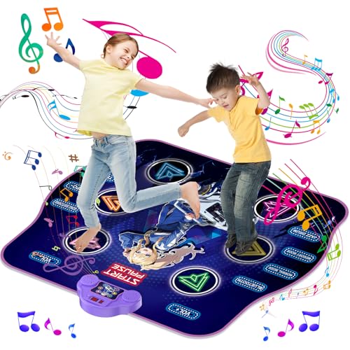 GARNHLOB Bluetooth Tanzmatte für Kinder 3 4 5 6 7 8 9 10+ Jahre Alte Mädchen Dance Mat 6 LED Lichtpfeile Tanzmatte Musikmatte 5 Tanzmodi und Anti-Rutsch Material Kinder Geschenke Spielzeug von GARNHLOB