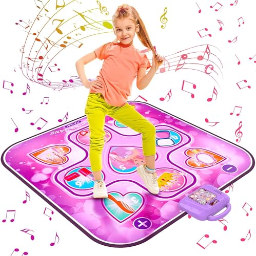 GARNHLOB Kinder Tanzmatte Spielzeug für 3 4 5 6 7 8 9 10+ Jahre alte Mädchen Geburtstagsgeschenke, Musikalische Tanzmatte für Kinder mit 6 Spielmodi, Tanzpad mit integrierter Musik für Weihnachten von GARNHLOB