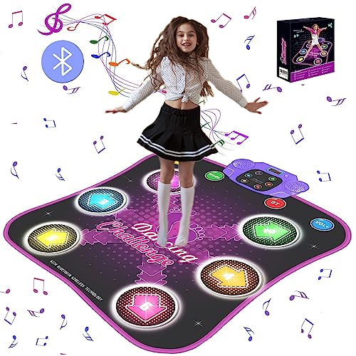 GARNHLOB Tanzmatte für Kinder 3 4 5 6 7 8 9 10+ Jahre Alte Mädchen Tanzmatte mit Bluetooth 6 LED Lichtpfeile Tanzmatte Musikmatte 5 Tanzmodi und Anti-Rutsch Material Kinder Geschenke Spielzeug von GARNHLOB