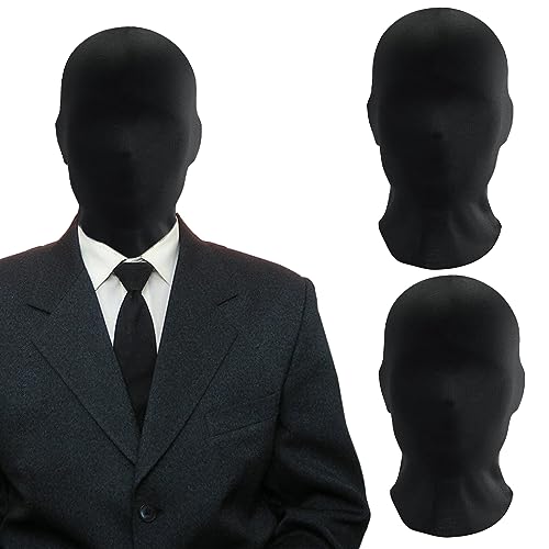 GAROMIA 2 Stück Vollgesichtsmaske Halloween Schwarz Vollgesichtsmaske Spandex Kopfmaske Unisex Maske Gesichtslose Kopfmaske für Halloween Party Kostüm Cosplay (2 Stück) von GAROMIA