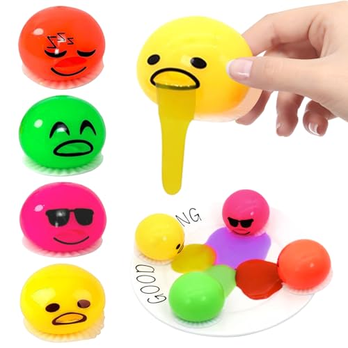 GAROMIA Eigelbdruckkugel 4 Stück Eigelb Stressball Squeeze Toys Eigelbdruckkugel Stressball Ei Eigelb Ball Spielzeug Erbrechen Eigelb Stressabbau Spielzeug Stressball für Kinder Erwachsene von GAROMIA