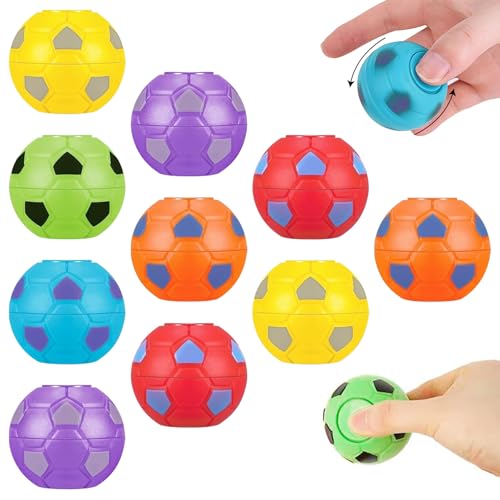 GAROMIA 12 Stück Fußball Spinner Fingerspitzen Spielzeug Drehbare Stressbälle Spiel Mini Fußball Anti Stress Sensorik Spielzeug Sensory Toys mitgebsel Kindergeburtstag für Kinder Erwachsene von GAROMIA