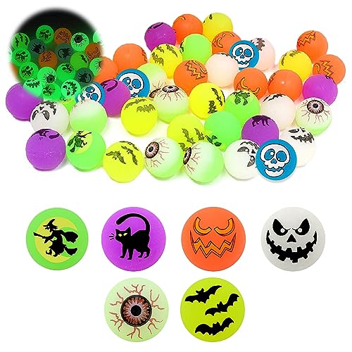 GAROMIA Halloween Luminous Flummi 24 Stück Leuchtend Flummies Hüpfbälle Kinderspielzeug Gummibälle Kinder Flummis für Kindergeburtstag Werbegeschenke Halloween Party Mitgebsel Bags Geburtstag von GAROMIA