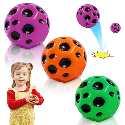 GAROMIA 3 Jump Ball Moon Ball Hohe Springender High Bouncing Ball Space Ball Spielzeuggeschenke für Kinder Grün Orange lila von GAROMIA