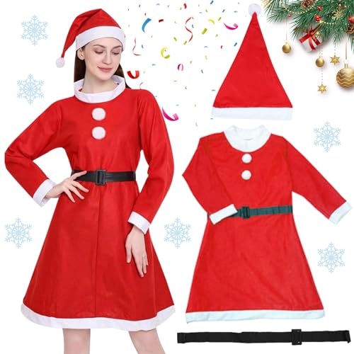 GAROMIA Weihnachts Kostüm Damen 3 Weihnachtsmannkostüm Weihnachtsmann Bart Gürtel Weihnachtsmann Kostüm Rotes Weihnachtskostüme Kostüme Weihnachtskostüm für Womens Weihnachten Cosplay Karneval von GAROMIA