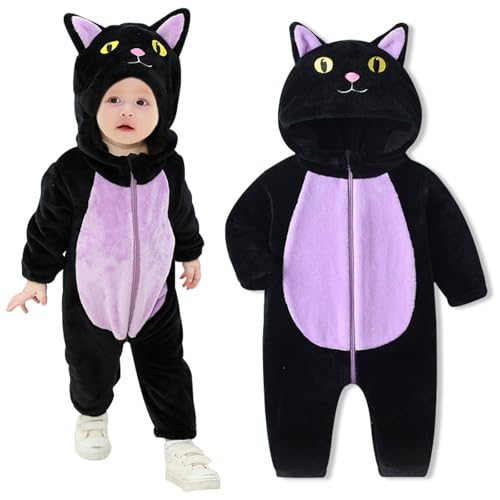 Kleinkind Katze Kostüm Baby Strampler Overall mit Kapuze Tier Schwarze Katze Fleece Kleidung für mädchen Junge Kapuzenpullover für Halloween Cosplay Kostüme karneval Kleinkind Katze Kostüm Baby Strampler Overall mit Kapuze Tier Schwarze Katze Fleece Kleidung für mädchen Junge Kapuzenpullover für Halloween Cosplay Kostüme karneval von GAROMIA