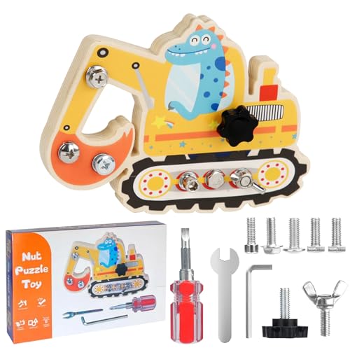 Montessori Schraubbrett Dinosaurier Bagger Spielzeug Motorikspielzeug ab 2 3 4 5 Jahre Busy Board Holz Kinderspielzeug Feinmotorik Lernspielzeug Bagger Spielzeug geschenke für Kinder Mädchen Junge Montessori Schraubbrett Dinosaurier Bagger Spielzeug Motorikspielzeug ab 2 3 4 5 Jahre Busy Board Holz Kinderspielzeug Feinmotorik Lernspielzeug Bagger Spielzeug geschenke für Kinder Mädchen Junge von GAROMIA