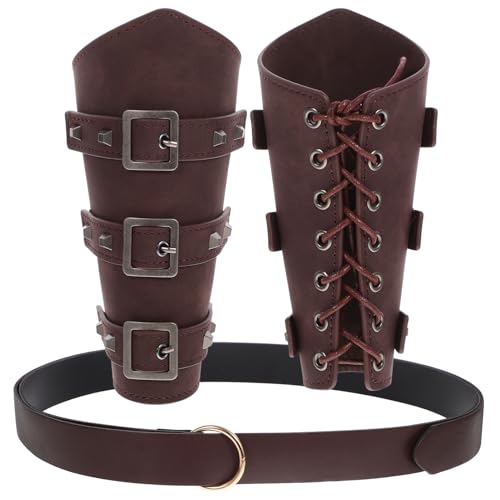 GAROZATION 1 Satz Hosengürtel Mittelalter rüstung Medieval Belt Viking Armband Mittelalterliche Rüstung Trachten zubehör Wikingerkostüm Wikinger Kostüm Damen Vintage Hüftgurt Hosenbund Leder von GAROZATION