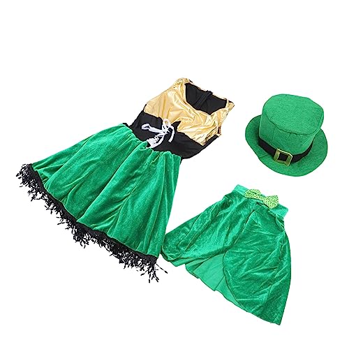 GAROZATION 1 Satz Irisches Dirndl Grünes Kleid Für Mädchen Grünes Kleid Für Frauen Mädchen Party Dressup Schal Kleidungsstück Für Bühnenauftritte Cosplay-accessoire Für Frauen Polyester Green von GAROZATION