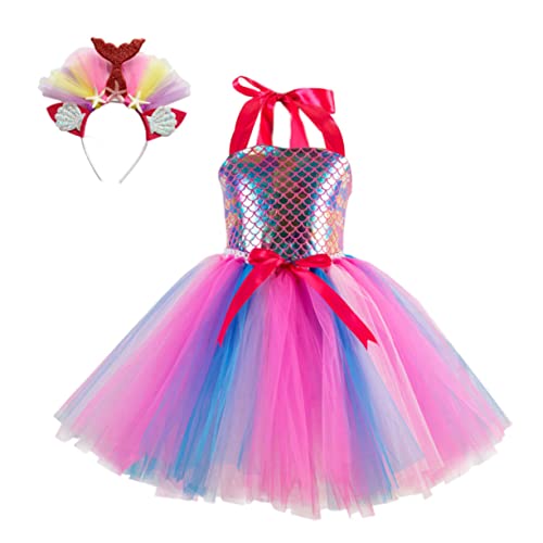 GAROZATION 1 Satz Mesh-Rock Haarband Hair-Band Dress Hairband tanzende Party Dress Hair Band Cosplay-Kleid Mädchenkleid Kindergazerock Mädchen Kinderkleid Performance-Rock Stoff Rosa von GAROZATION