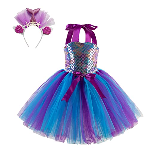 GAROZATION 1 Satz Mesh-Rock Mädchen Kinderkleid Meerjungfrau-Cosplay-Kleid Geburtstagskleid kinderkleider kinderkleidung Hochzeitskleid für Party-Cosplay-Kostüm Gittergewebe Violett von GAROZATION