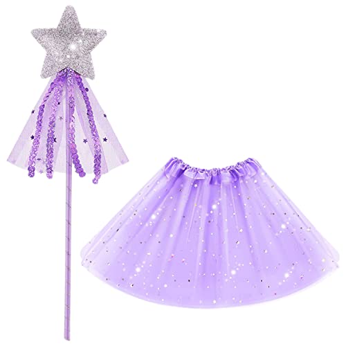 GAROZATION 1 Satz Prinzessin Anzug Kleideranzüge Für Mädchen Hexenhut Und Umhangkinder Kinderkleidung Zauberstäbe Feenkostüm Verkleiden Kinderkostüme -tutu-kleid Feenstab Abs Lavender von GAROZATION