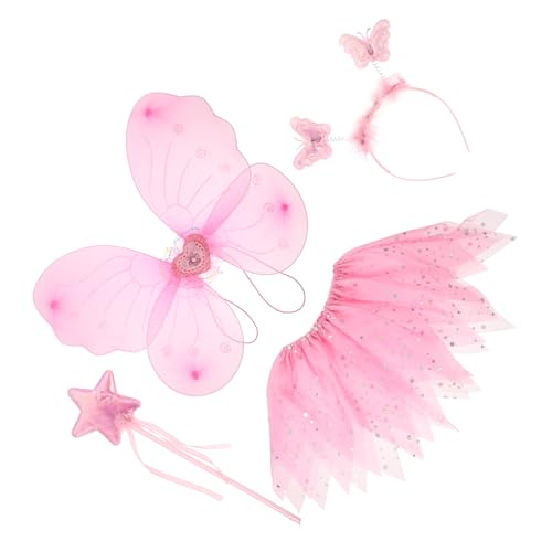 GAROZATION 1 Satz Schmetterlingsflügel Engel-Cosplay Flügel Kostüm Insektenkostüm für Mädchen halloween costume halloween kleidung camoing Performance-Kleid Tüllrock für Mädchen Flanell Rosa von GAROZATION