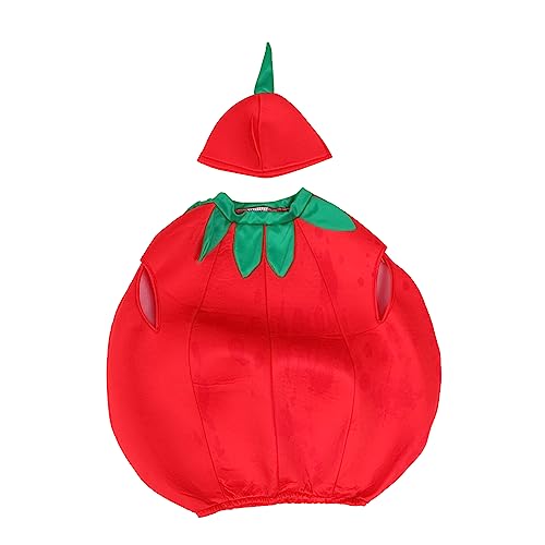 GAROZATION 1 Satz Tomate Kinderkleidung Fruchthut -Outfits Tomaten Verkleidung Kinder Tomaten Cosplay Kleidung Tomaten-Performance-Kostüme Obst-Gemüse-Kostüm-Kit für Kinder Tuch rot von GAROZATION