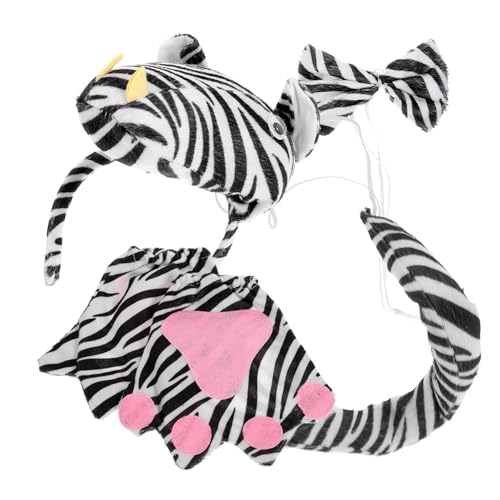 GAROZATION 1 Set Halloween Zebra Stirnband Zebra Zubehör Damen Erwachsene Zebra Ohren Zebra Stirnbänder Für Frauen Zebraschwanz Zebra Ohr Stirnband Zebra Kostümzubehör Tierkostüm von GAROZATION