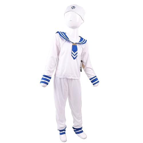 GAROZATION 1 Set Kinder Matrosenanzug Admiral Kostüm Kostüme Matrosenuniform Cosplay Kostüm Performance Kostüm Partykostüm Herren Matrosenkostüm Outfit Weiß Polyester von GAROZATION