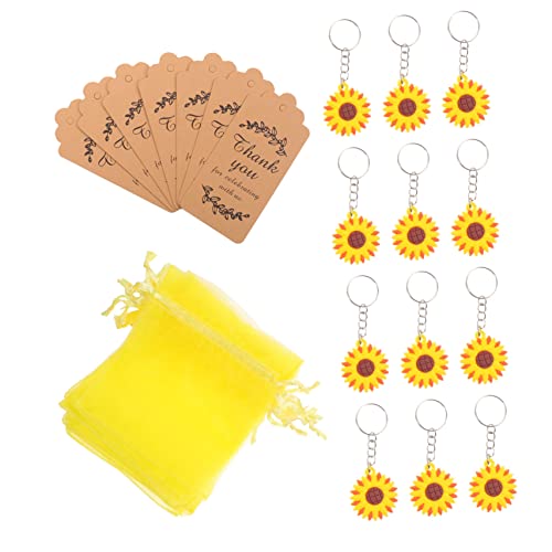 GAROZATION 12 Sätze Sonnenblumen-Schlüsselanhänger Ringe Ornamente Minitaschen Schild Dekorationen bescherung weihnachten weinachts Sommer-Mottoparty- Schlüsselhalter Metall von GAROZATION