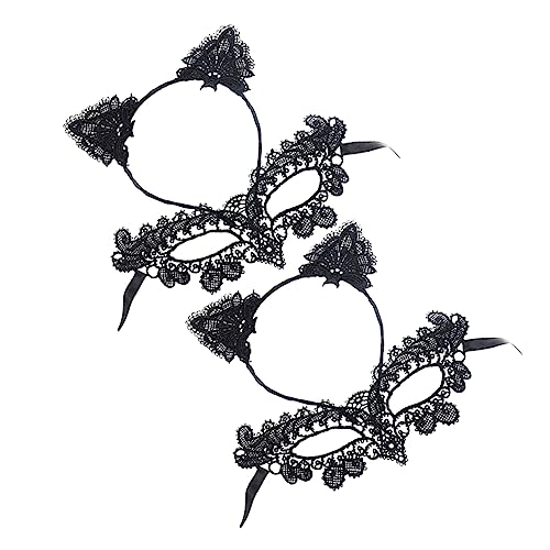 GAROZATION 2 Stück Halbgesichtsmaske Mit Stirnband Spitzenmasken Für Halloween Karneval Maskenball Und Kostümpartys Elegantes Kostümzubehör Mit Blumenmotiv von GAROZATION