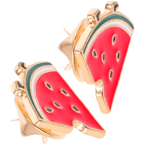 GAROZATION 2 Stück Wassermelonen-brosche, Palästina-wassermelone, Frucht-brosche, Palästina-schmuck, Hawaiianische Obst-reversnadel, Strickjacke, Kragen-clip von GAROZATION