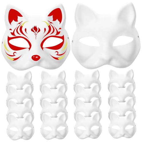 GAROZATION 20 Stück Leere Katzenmasken Aus DIY Handbemalte Masken Für Karneval Halloween Kostümpartys Und Kreative Bastelprojekte Ideal Für Und Erwachsene von GAROZATION