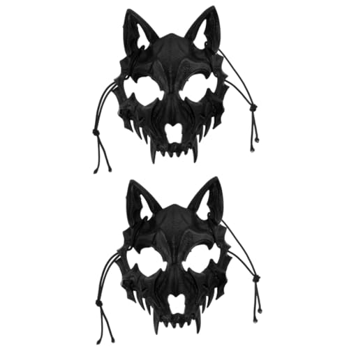 GAROZATION 2St Werwolf-Maske halloween masken halloween costume deutschland maske cosplay maske Maskenball tiermasken dekoration neuartige Maske Wolf-Design-Maske schöne Masken Plastik Black von GAROZATION