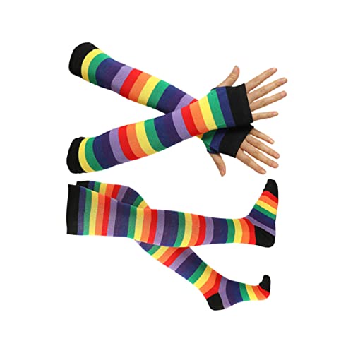 GAROZATION 2st Regenbogen-strümpfe Mannschaftssocken Reize Regenbogen-armwärmer Brauthandschuhe Socken Männer Ausgefallene Handschuhe Für Die Teeparty Laufsocken Damen Warme Socken Black von GAROZATION