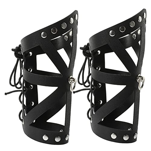 GAROZATION 2st Riemen Arm Schützer Cosplay-Outfits Bogenschießen Armschutz Armschützer Für Bogenschießen Punk-armschienen Punk-Armband Armbandarmschienen Für Cosplay Black Wachsseil von GAROZATION