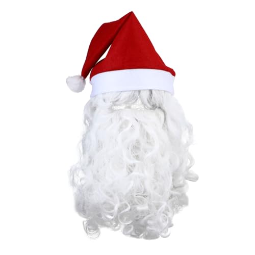 GAROZATION 3-Teiliges Set Weihnachtsperücke Kopfbedeckung Santa Costume Santa Claus Costume Bart des Weihnachtsmannes Weihnachts-Cosplay-Bart Perücke Bart-Kit weihnachtsmann Kopfschmuck rot von GAROZATION