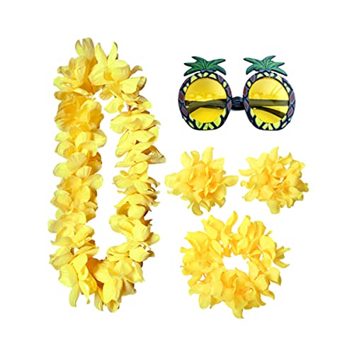 GAROZATION 5 Stück Ananas Brille Hawaii Halskette Hawaii Partyzubehör Hawaii Halskette Hawaii Armband Hawaii Brille Hawaii Kopfschmuck Ananas Brille Gelb von GAROZATION