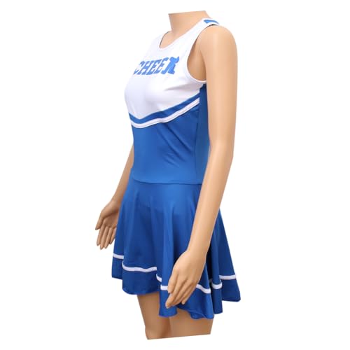 GAROZATION Damen Cheerleader Kostü Für Schulveranstaltungen Und Partys Royalblaues Kleid Für Frauen Ideal Für Halloween Und Festliche Anlässe Perfekt Für Cheerleading Und Sportliche von GAROZATION