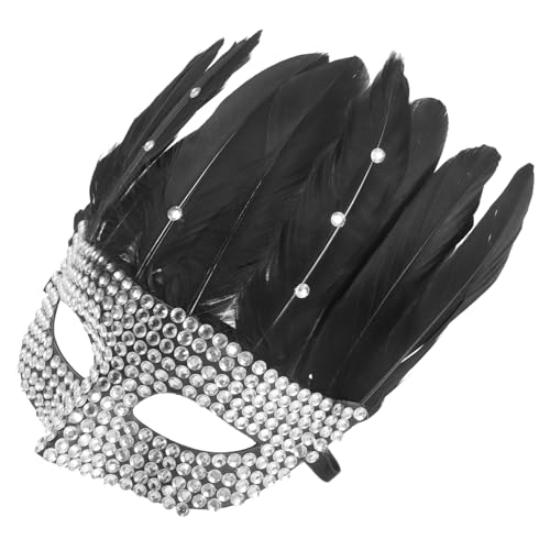 GAROZATION Elegante Gefiederte Strass Maske Für Frauen Dekorative Maskerade Maske Für Halloween Karneval Und Maskenball Ideal Für Kostümpartys Und Festliche Anlässe von GAROZATION