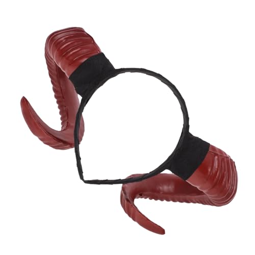 GAROZATION Haarband aus Schafshorn Cosplay-Stirnbänder Stirnband aus Horn Haarschmuck aus Horn Horn-Stirnband für Halloween Cosplay Hörner Stirnband Halloween-Horn-Stirnband Plastik rot von GAROZATION