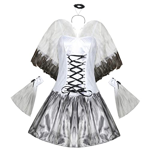 GAROZATION 1 Set Halloween Engel Kostü Mit Headdress Flügel Und Kleid Für ädchen Teufel Engel Cosplay Outfit Für Karneval Und Maskerade Größe von GAROZATION