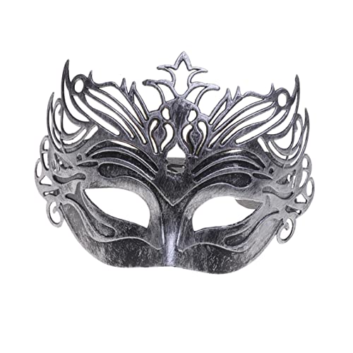 GAROZATION Vintage Halloween Maske Antike Plastikmaske Mit Silberner Krone Halbmaske Für ännliche Kostüme Retro Maskerade Dekoration Für Halloween Und Karnevalsparty von GAROZATION