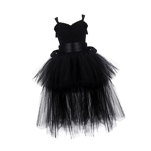 GAROZATION 1 Set Halloween Tutu Kleid Set Für ädchen Schwarzes Netz Tüllkleid Mit Flügeln Ärmelloses Kostü Für Halloween Und Cosplay Größe 2 120 von GAROZATION