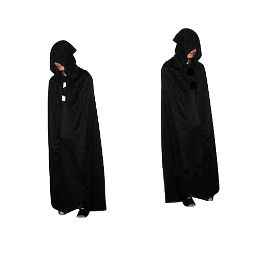 GAROZATION Halloween Umhang Grim Reaper Mit Langer Kapuze Schwarz 170 Cm Teufel Kostüm Für Männer Und Frauen Ideal Für Halloween Partys Und Cosplay Unisex Zauberer Umhang von GAROZATION