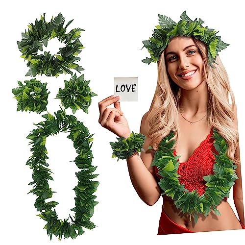 GAROZATION Hawaiian Kostüm Set Grün Luau Party Deko mit Künstlichem Farnblätter Haarband Halskette Armband Tropisches Strandfest Zubehör für GAROZATION Hawaiian Kostüm Set Grün Luau Party Deko mit Künstlichem Farnblätter Haarband Halskette Armband Tropisches Strandfest Zubehör für von GAROZATION
