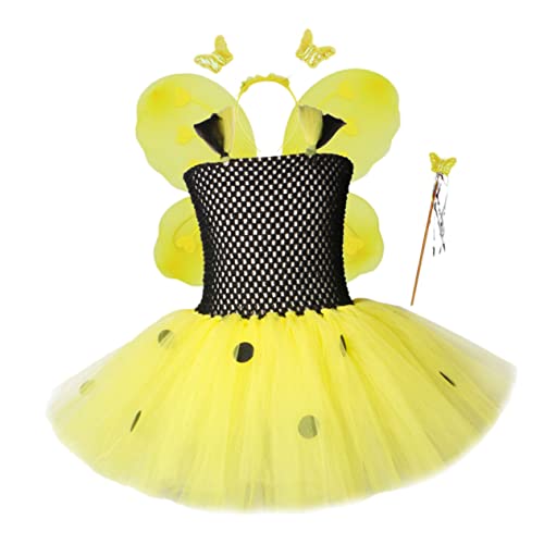 GAROZATION Kleid Leistungskleid Tutu Rock Kleinkind Party Flügel Pfirsich Kinderbrille Fee Frauen Kostüm Bausatz Grube Fest Ausgestelltes Chiffonkleid Gazerock von GAROZATION