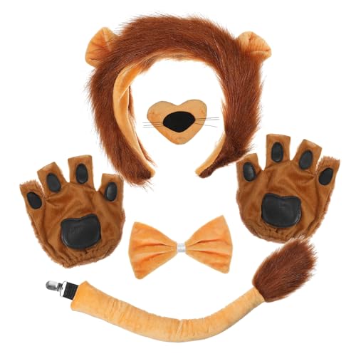 GAROZATION Kostüm Teilig Groß Stirnband Flauschige Handschuhe Löwenschwanz Weiches Tierkostüm Zubehör für Karneval Fasching Halloween GAROZATION Kostüm Teilig Groß Stirnband Flauschige Handschuhe Löwenschwanz Weiches Tierkostüm Zubehör für Karneval Fasching Halloween von GAROZATION